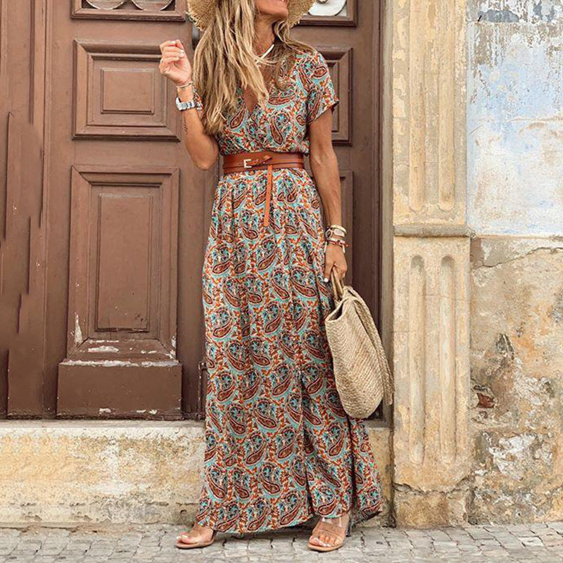 Bohemian V-neck Floral Dress