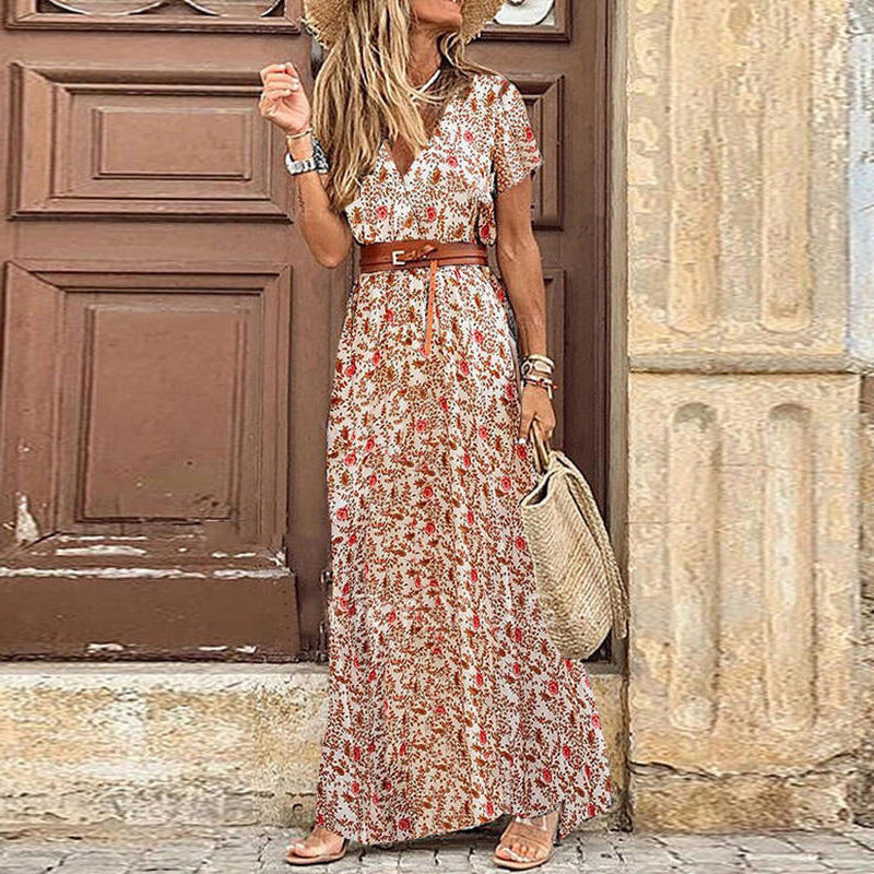 Bohemian V-neck Floral Dress