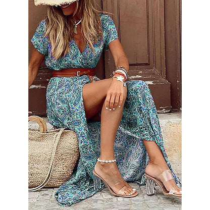 Bohemian V-neck Floral Dress