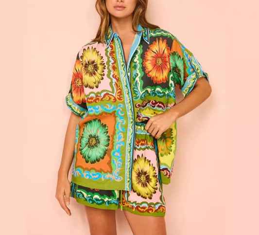 Printed Daisy Linen Suit