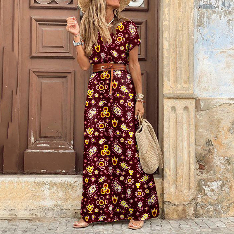 Bohemian V-neck Floral Dress