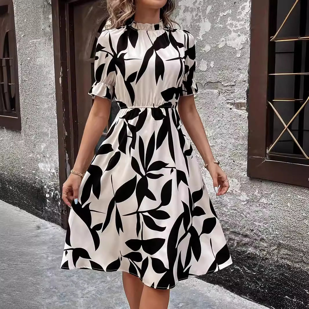 Ruffle Edge Printed Dress