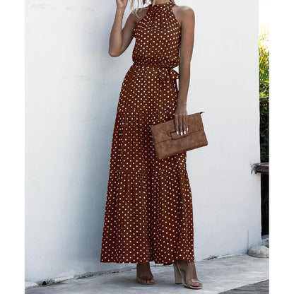 Polka dot printed beach dress