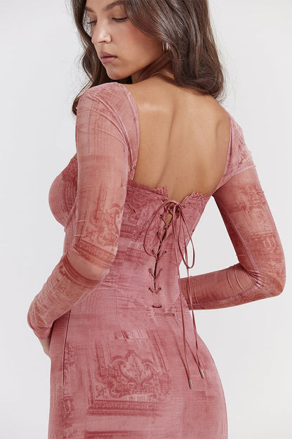 🌸Up to 50% off🔥 Corset Mesh Midi Dress