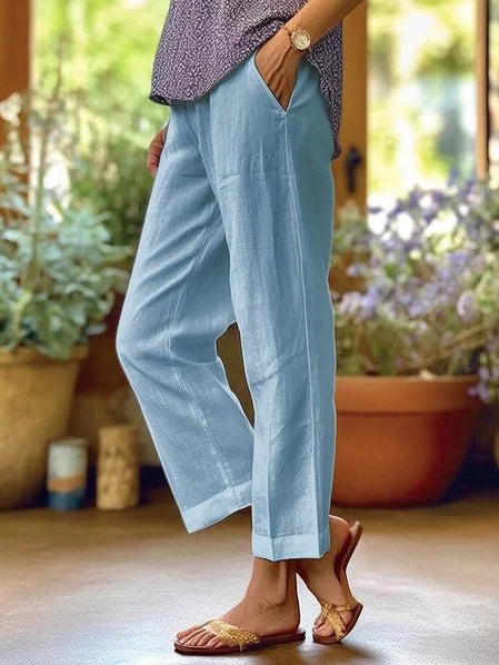 🔥Beach & Vacay🔥Plain Linen Cotton And Linen Loose Pants