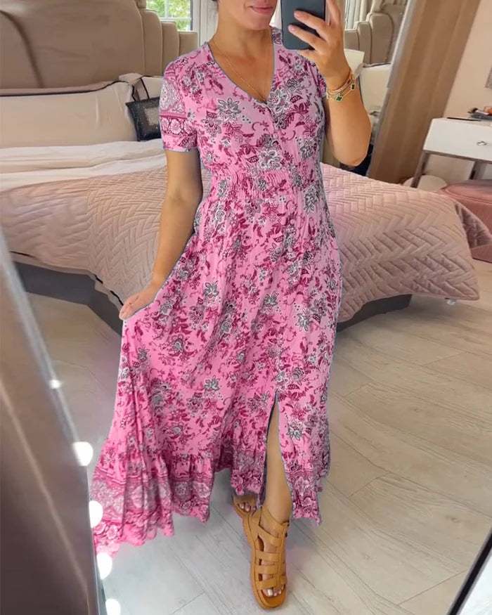 🌸Up to 50% off🔥 Floral print v-neck dress