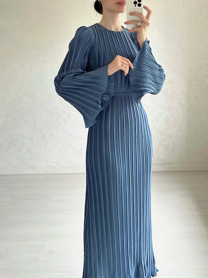 🌸Up to 50% off🔥 Elegant Pleated Trumpet Sleeve Midi Dress