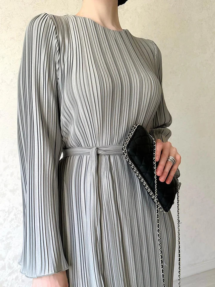 🌸Up to 50% off🔥 Elegant Pleated Trumpet Sleeve Midi Dress