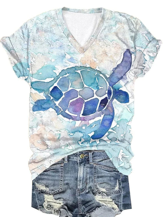 🔥Beach & Vacay🔥Women's Maui Sea Turtle Print T-Shirt