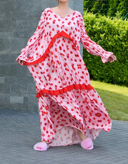 Cherry Print Flounce Dress