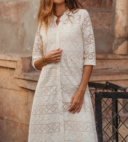 Victorian White Lace Boho Dress